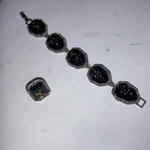 Chloe + Isabel Guilded Jet Statement ring and bracelet